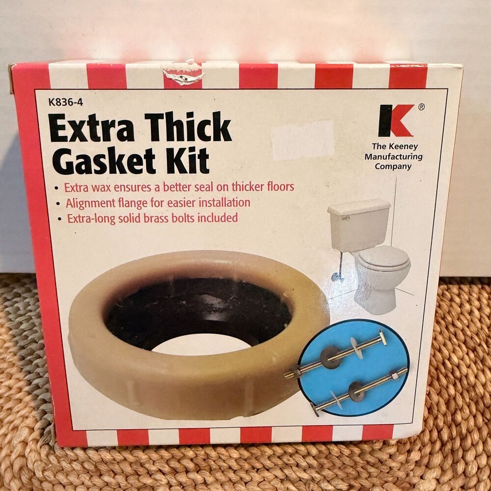 Keeney K836-4 Extra Thick Toilet Wax Ring Gasket Kit 3 4 Inch Brass Bolts